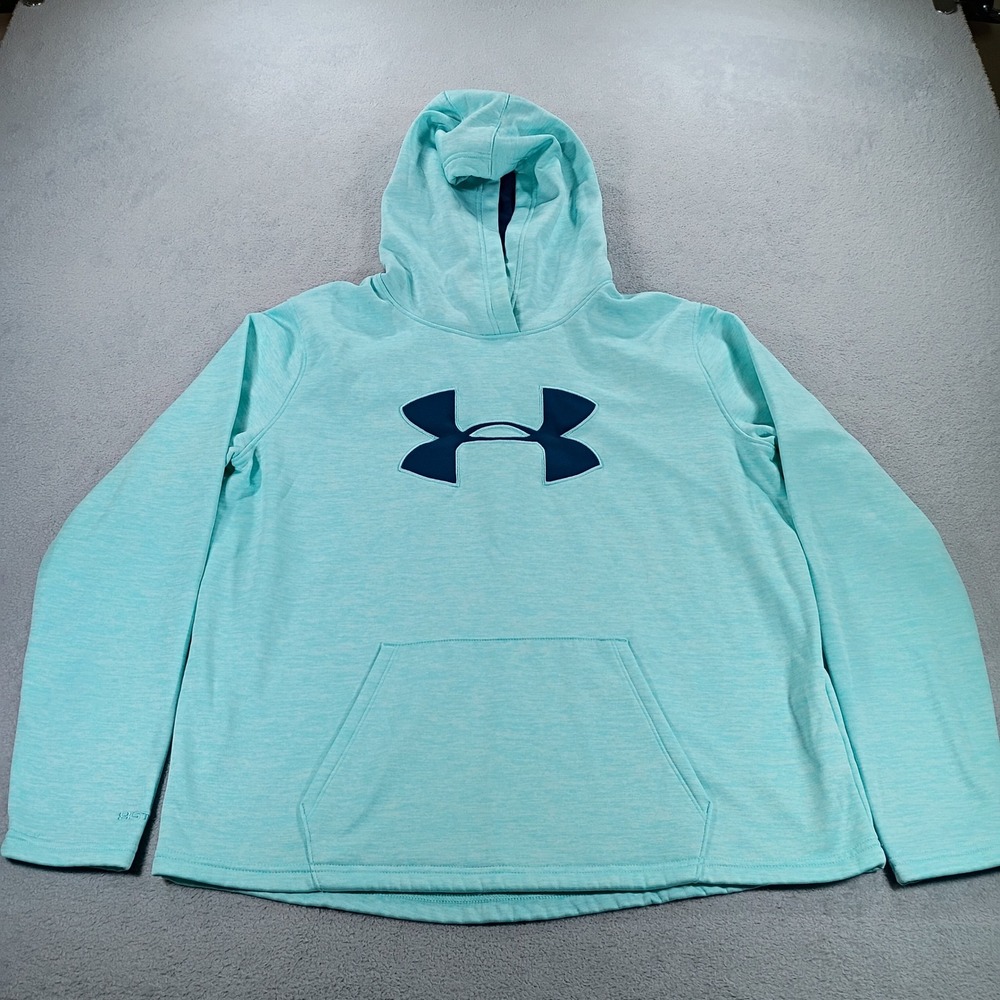 Under Armour Women Storm ColdGear Hoodie Teal Large Water Resistant Fleece